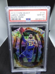 LEBRON JAMES PSA 10 2018 PANINI SELECT BASKETBALL #118 SCOPE PRIZM -PSA10