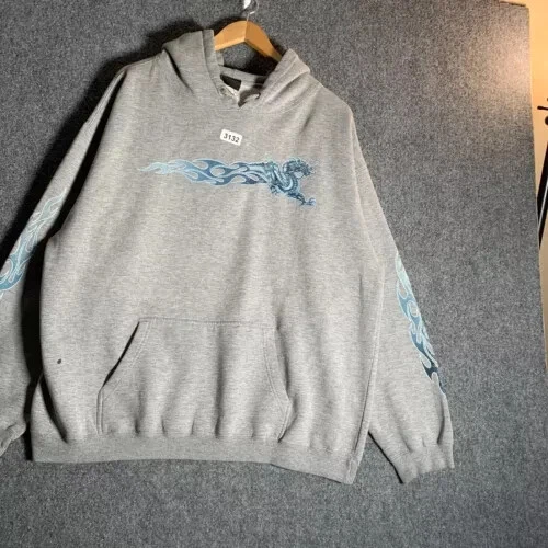 Vintage Year Of The Dragon Hoodie Adult Extra Large Grey Long Sleeve Men’s 90s - Image 3 of 4