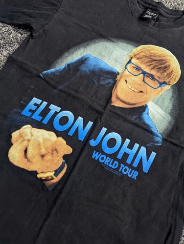 Vintage Elton John 1997 World Tour Men's Black Short Sleeve Shirt Size M EUC - Picture 3 of 6
