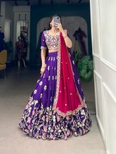 Designer Vichitra Silk Lehenga Choli With Dupatta For Indian Function