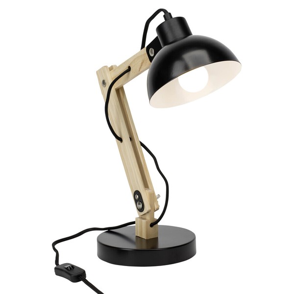 Brilliant Moda Schreib Tisch Lese Lampe Leuchte Holz Schwarz Verstellbar 1X E27-image