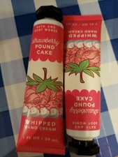 2 Bath Body Works STRAWBERRY POUND CAKE Shea Butter Hand Cream Tube 1oz