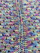 Vintage Baby Blanket Hand Crochet Throw Knit Multi Color Neutral 46  x54  