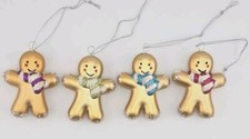 4 pc Gingerbread Man Mini Ornaments Glittery Mini Tree Ornaments 4" Tall