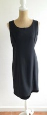 Vintage Black Sleeveless Shift Dress Size 12 Silky Hem Handmade Unlined