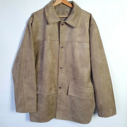 Reportage Mens Beige Suede Coat XL-XXL Classic Collar Buttons Faux Suede ?? - Picture 2 of 10