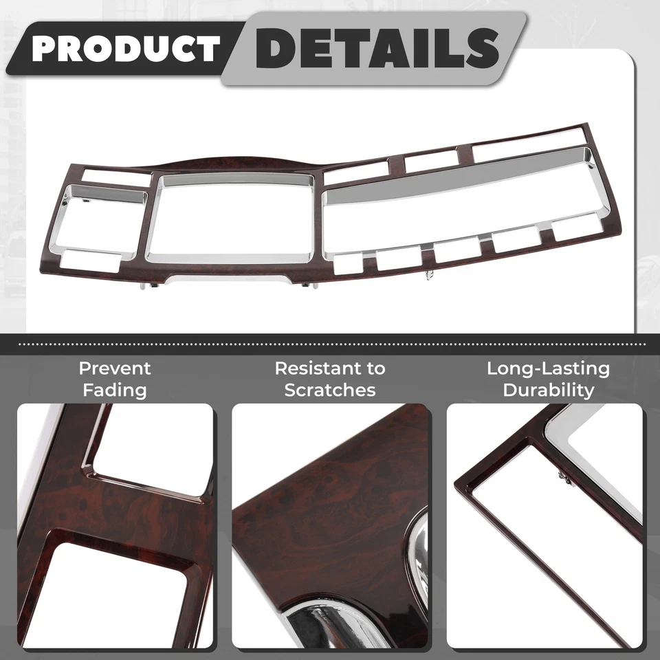 Panel de ajuste de tablero cromado de grano de madera para Kenworth W900 T800 T660 Foto 3 de 4