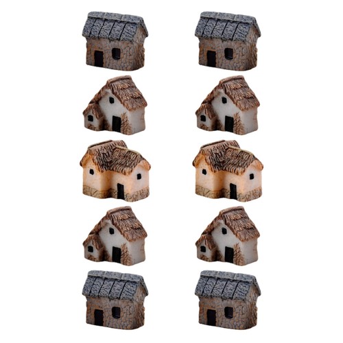 10Pcs Resin Mini House Ornaments Mini Home Micro Landscape Random Style - Picture 5 of 12