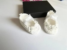 Pure White Lace Baby Shoes,  Baby Girl White Christening Shoes BS018