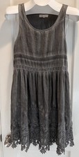Black Swan Lace Dress XS Whimsy Gray Boho Short Crochet Sleeveless Lined