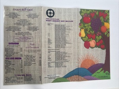 Vintage The Courtyard Hyatt Regency New Orleans Restaurant Menu