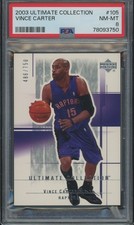 2003 Ultimate Collection #105 Vince Carter PSA 8 NM-MT Toronto Raptors #'d/750