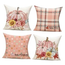 Fall Outdoor Throw Pillow Covers 16x16 Set of 4 16" x 16" Pack of 4 Pink