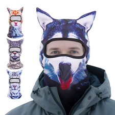 3D Animal Balaclava Face Mask UV Protection Halloween Stand Ears Cute Head Hood