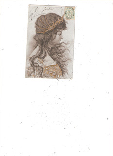 ILLUSTRATEUR E SCHWIGER . FEMME AU DIADEME . DOS NON DIVISE. CIRCULEE EN 1904