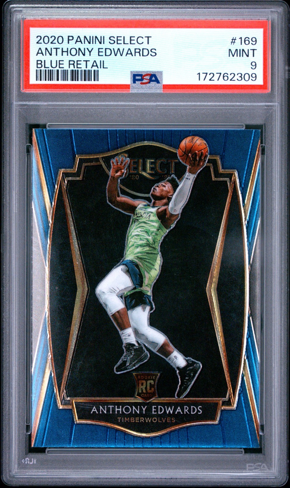 2020-21 Panini Select - Premier Level Anthony Edwards #169 Blue (RC) PSA 9 view 1