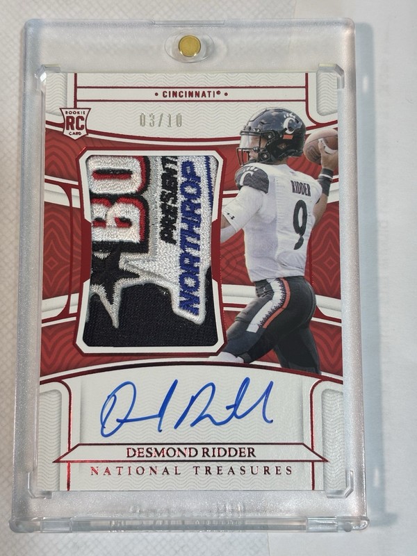 2022 National Treasures Collegiate Desmond Ridder Rookie Patch Auto /10