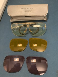 Decor International Shooting Glasses with Case Yellow Amber And Purple Vintage