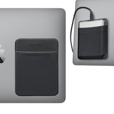 Large Black Portable Hard Drive Sleeve Adhesive 5.5x4.5 Stick On Pouch Case
