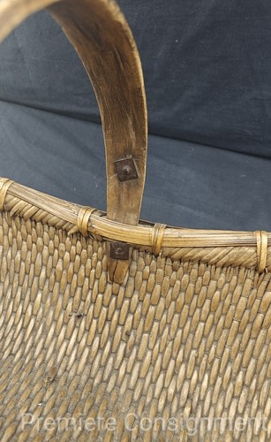 Antique Rice Harvesting Willow Handwoven Basket China or SE Asia - Picture 11 of 18