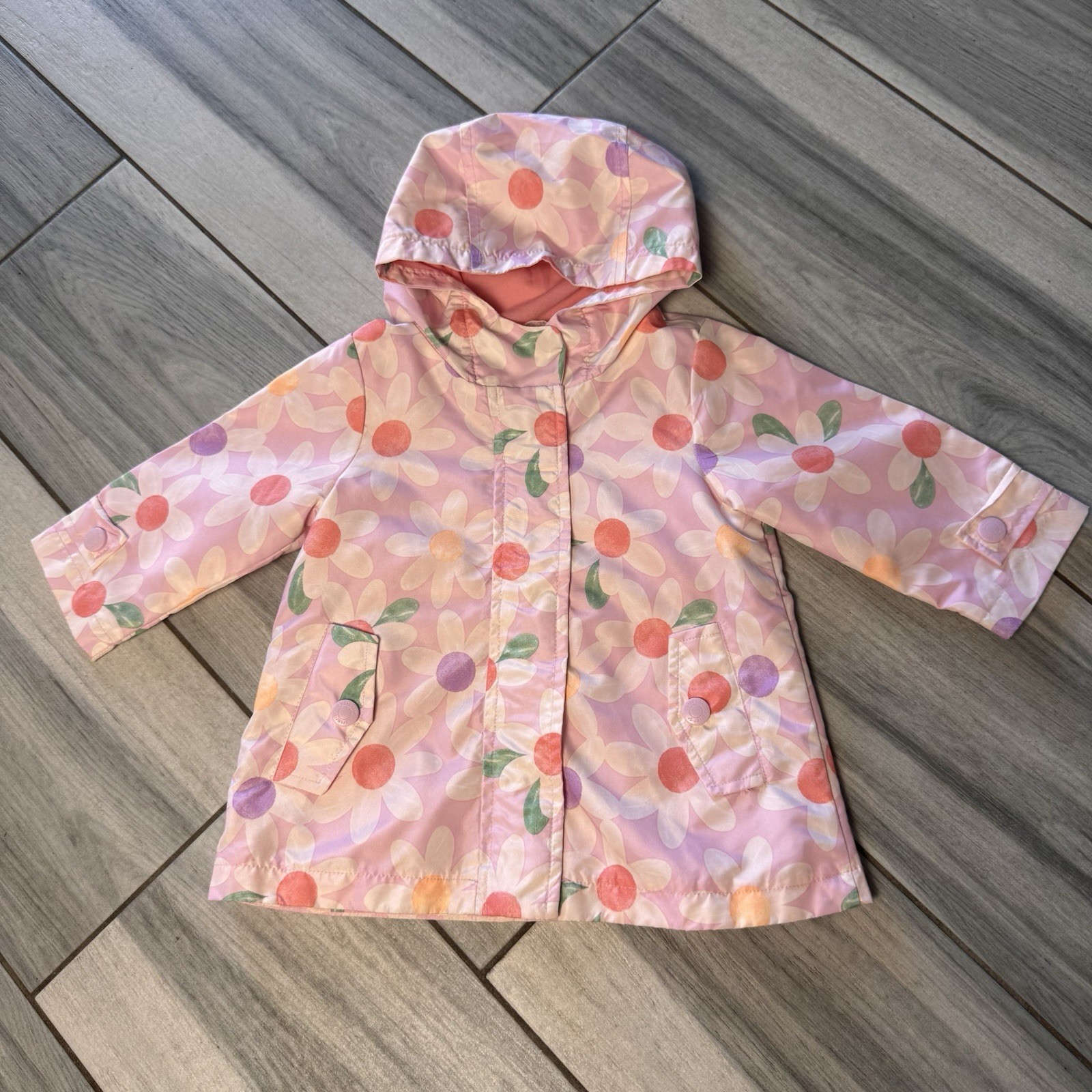 Carters Rainslicker Rain Jacket Baby Girls 12 Months Pink Fl