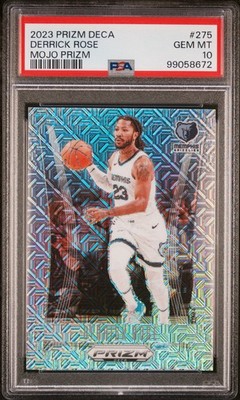 2023 PANINI PRIZM DECA MOJO PRIZM #275 DERRICK ROSE #’D 01/25 PSA 10 POP 3