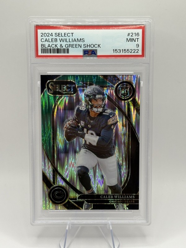 CALEB WILLIAMS 2024 PANINI SELECT BLACK & GREEN SHOCK #216 ROOKIE RC PSA 9