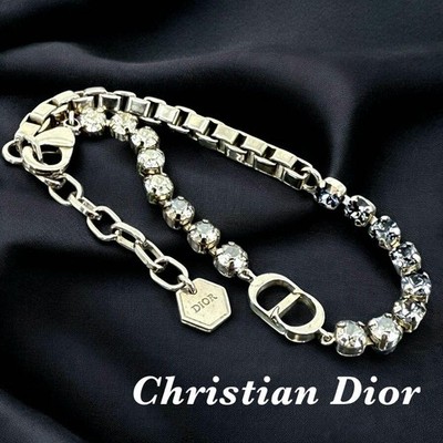 Dior Crystal Chain Link CD Icon Bracelet