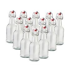 Swing Top Glass Bottles 16 oz Pack of 12 Clear Bottles for Home Brewing