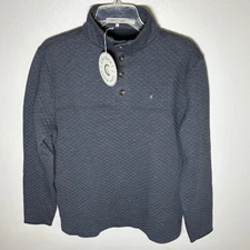 Criquet Men's Quilted Blue Pullover Sweatshirt w/ Buttons | Men’s Small S NWT