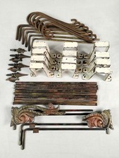 Antique Vintage Swing Arm Curtain Rods Brackets & Finials As-is Parts Repair 