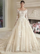 Customized Simple Appliqued Wedding Dress Elegant Tulle Bridal Gown Luxurious