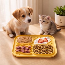 Lick Mat for Dogs Cats with Suction Cup Silicone Slow Feeder Boredom Pad 4 Zone