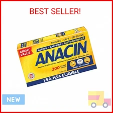 Anacin Fast Pain Relief, Aspirin + Caffeine Pain Reliever, 300 coated tablets