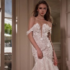 Sweetheart Mermaid Wedding Dresses 3D Flowers Off Shoulder Bride Bridal Gown