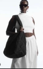 COS Authentic Oversize Black Diamond Quilted Shoulder Tote Bag Immaculate