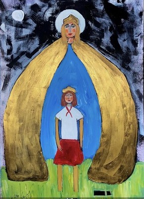 Acrylic On Cardboard Juan Karlos Cuban  Art 41x30 cm...''Cobija''