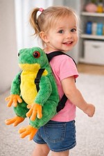 Kids Frog Plush Backpack Green Stuffed Animal Bag Toddler Soft Backpack Cute