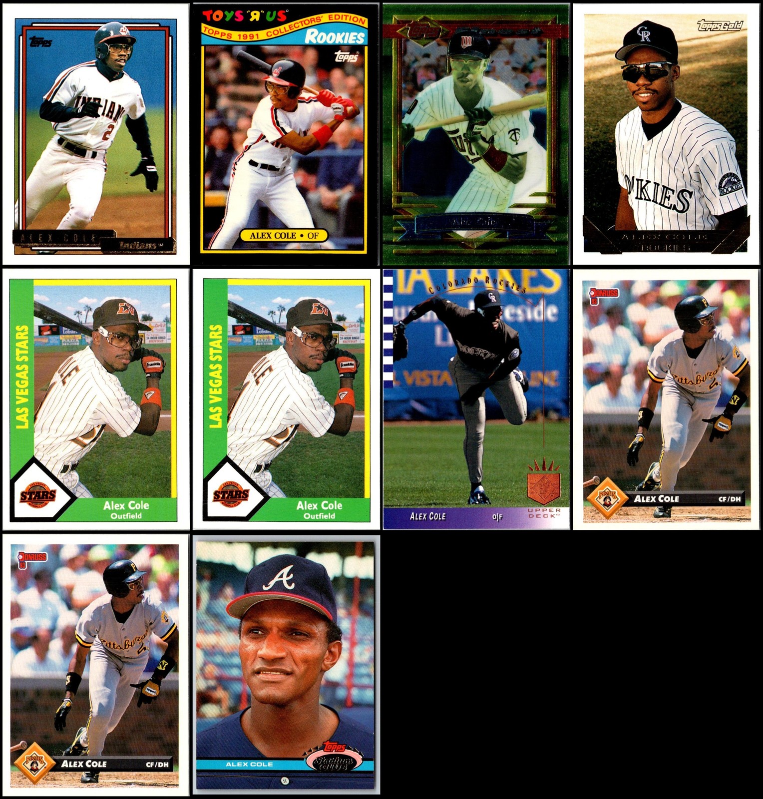 Alex Cole (10) Card Lot -