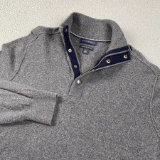 Banana Republic 1/4 Zip Italian Yarn Sweater Men's XL Gray Merino Wool Nylon