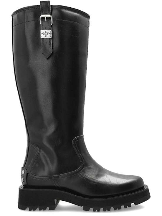 GANNI - Women - Leather boots with track sole - Black
