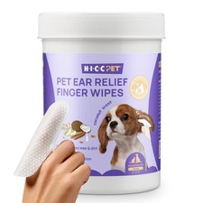 HICC PET Ear Cleaner Finger Wipes for Dogs, Cats, Small 50 Count, White