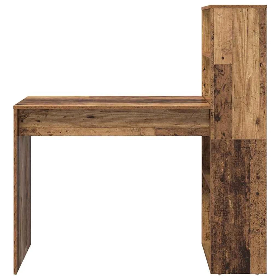 Schreibtisch Mit Stauraum Alter Holz 113x54x120 Cm Spanplatte - Bild 4 von 4