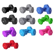 SPORTNOW Set 2 Manubri Esagonali da 1/2/3/4/5/6/7/8/9/10 kg in Metallo