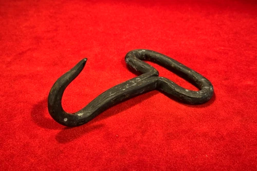 RARE CIVIL WAR ERA BLACKSMITH FORGED IRON CANNON UTILITY HOOK / GREAT PATINA