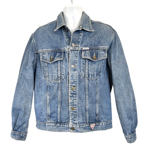 Guess Georges Marciano Denim Trucker Jacket Mens L Vintage 90s Blue USA - Image 1