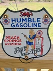 Vintage Porcelain HUMBLE Pin Up “Peach Springs Arizona” Route 66 Gas & Oil Sign