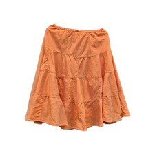 Studio M Boho Tiered Skirt Womens S Orange Silk Cotton Y2K Fairycore Flowy