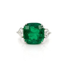 Colombia Cushion Green Emerald Platinum & 18K Yellow Ring 10.01CT