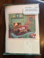 NEW! Vintage Hallmark Christmas Card Box of 20 Cards/Envelopes Fireplace Cozy